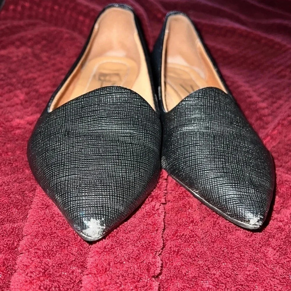 Vizzano black shiny embossed Lizard leather  pointy toe Flats Sz 37 - Picture 7 of 16